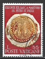 Città Del Vaticano, 1967 - 55 Lire Vetro Dorato - Nr.450 - Usato° - Gebruikt