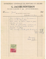 Facture 1928 Jabobs-Winteroy Entreprises Générales De Peintures Et Décors Jette-St-Pierre - Bruxelles + TP Fiscaux - Straßenhandel Und Kleingewerbe