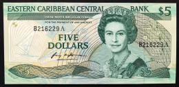 Eastern Caribbean CARAIBI Orientali EST $5 A Antigua Fds Lotto.4583 - Oostelijke Caraïben
