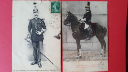 Garde Républicaine 2 Cartes G Defrance, Tambour Major Et Brigadier à Cheval - Regiments