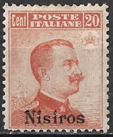 DODECANESE 1917 20 Ct Orange Without WM Overprinted NISIROS Vl. 9 MH - Dodécanèse