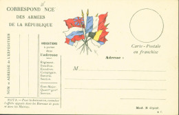 Guerre 14 CP FM Correspondance Sans Le A Armées De La République Variété Neuve Weingarten Modèle B CP N°3 - Guerra Del 1914-18