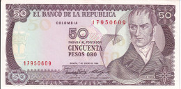 BILLETE DE COLOMBIA DE 50 PESOS DE ORO DEL AÑO 1986 SIN CIRCULAR (UNC)  (BANK NOTE) - Colombia