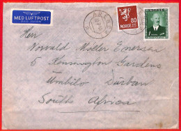 Aa1138 - NORWAY - Postal History -  AIRMAIL COVER To SOUTH AFRICA 1948 - Lettres & Documents