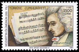 Turkey 1991 Death Bicentenary Of Wolfgang Amadeus Mozart Unmounted Mint. - Unused Stamps