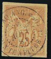 Guadeloupe - Colonies Générales N°44 Oblitéré Pointe à Pitre Paq. Ang. - 1 Point De Pelurage Sinon TB - Used Stamps