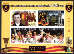 Turkey 2005 Galatasary Sports Club Imperf Souvenir Sheet Unmounted Mint. - Nuevos