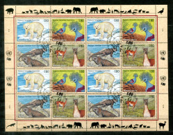 UNO-GENF 305-308 KB FD Canc. - Eisbär, Krontaube, Leguan, Lama, Polar Bear,Crown Pigeon, Iguana - UN GENEVA / ONU GENÈVE - Blocks & Kleinbögen