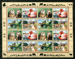 UNO-GENF 330-333 KB FD Canc. - Makaken, Flamingo, Schmetterling, Damwild,Macaque,Butterfly,Deer - UN GENEVA / ONU GENÈVE - Blocks & Sheetlets