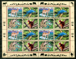 UNO-GENF 369-372 KB FD Canc. - Esel,Papagei,Schlange, Baumkänguru, Donkey, Ara, Snake, Kangaroo - UN GENEVA / ONU GENÈVE - Blocs-feuillets