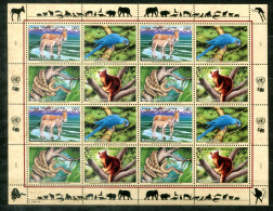 UNO-GENF 369-372 KB Mnh - Esel, Papagei, Schlange, Baumkänguru, Donkey, Ara, Snake, Kangaroo - UN GENEVA / ONU GENÈVE - Blocks & Kleinbögen