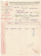 Facture 1921 Bruxelles Papeteries De Ruysscher Papiers - Cartons - Fournitures De Bureau Et Classiques - Imprenta & Papelería