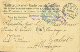 Suisse Guerre 14 FM Interné Français Cachet Internement Des Prisonniers De Guerre Veytaux Chillon CAD 5 VIII 17 - Postmarks