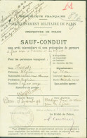 Guerre 14 Sauf Conduit Gouvernement Militaire De Paris Mission Militaire Française Attachée à L'armée D'Angleterre - Guerra Del 1914-18