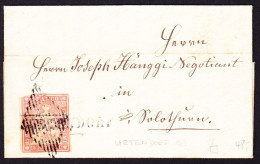 1857  15 Rp Strubel Marke, Oben Links Leicht Defekt Sonst Vollrandig. Gestempelt UETENDORF Und Raute Auf Kleinem Brief - Storia Postale