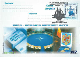 224  Elargissement De L'OTAN : Entier (c.p.) Roumanie, 2004 - NATO Membership Of Romania. Stationery Postcard - OTAN