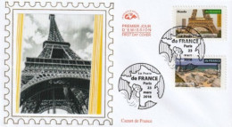 2018_Envel. 1er Jour_fdc_soie_Tour Eiffel Et Tour Montparnasse, Belle-Île-en-Mer. (ad. 1543/1547). PJ Paris 23/03/18. - 2010-2019