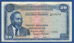 KENYA - P. 8d – 20 Shilingi / Shillings 1973 F/VF, Serie A/85 218173 - Kenia