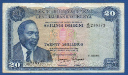 KENYA - P. 8d – 20 Shilingi / Shillings 1973 F/VF, Serie A/85 218173 - Kenya