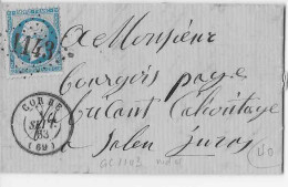 N°22 SUR LETTRE CACHET 1863 CORRE (HAUTE SAONE) LOSANGE GC 1143 - 1862 Napoléon III