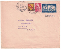LETTRE Avec PSEUDO ENTIER M. COQUELIN DIGOIN + AFFRANCHISSEMENT GANDON ARMOIRIES LORRAINE Pour GRASSE 1947 - Private Stationery