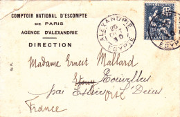 Ex Colonie France ENVELOPPE Octobre 1930 LETTRE EGYPTE - ALEXANDRIE - Comptoir National D'Escompte De Paris - Mouchon - Covers & Documents