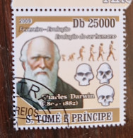 SAO TOME E PRINCIPE (SAINT THOMAS ET PRINCE) DArwin, Prhistoire, Homme Prehistorique 1 Valeur émise En 2009. Oblitéré - Prehistorics