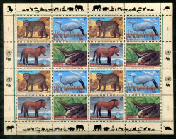 UNO-WIEN 222-225 KB Mnh - Affe, Kranich, Pferd, Ameisenbär, Monkey, Crane, Horse, Ant-eater - UN VIENNA / ONU VIENNE - Blocs-feuillets