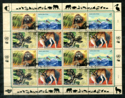 UNO-WIEN 287-290 KB FD Canc. - Orang-Utan, Pelikan, Schlange, Karakal, Pelican, Snake, Caracal - UN VIENNA / ONU VIENNE - Blocs-feuillets