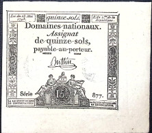 Assignat 15 Sols * Date 23/05/1793 - An II * Etat/Grade SUP+/XXF - Assignats & Mandats Territoriaux