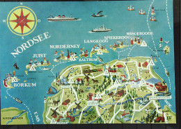 BRD: AK Von Der Nordsee Ostfriesland Mit Inseln Von Borkum Bis Wangerode Um 1970 Ungebraucht - Nordfriesland