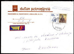 Yugoslavia 1999 - 2 Surcharge Stamp - Children`s Week - Hilandar - Cover - Brieven En Documenten