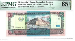 El Salvador 100 Colones 1993-96 P140a Graded 65 EPQ Gem Uncirculated By PMG - Salvador