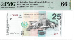 El Salvador 25 Colones 1998 P149b Graded 66 EPQ Gem Uncirculated By PMG - Salvador