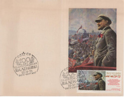 Latvia USSR 1969 Double Post Card Postcard, 100 Years Of Lenin, Canceled In Riga 1970, Card Maximum - Maximumkarten