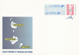 Saint-Pierre Et Miquelon Entier PAP N°31-E Marianne Du Bicentenaire Surchargée Neuf** + Autographe Briat - Enteros Postales