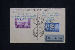 ALGERIE Française - Lettre Par Avion - Alger Clermont-Ferrant - 1930 - A 509 - Posta Aerea
