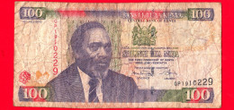 KENIA - Usato - Banconota - 2010 - Mzee Jomo Kenyatta - Frutta - Montagne - Statue - Torre - 100 Shillings - Kenia