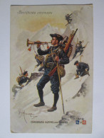 France-Uniformes Militaires:Chasseurs Alpins Avec Cannes Carte Postale Non Voyage Leon Hingre 1915 - Uniformes