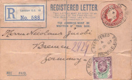 GREAT BRITAIN - REGISTERED MAIL 1907 LONDON - BREMEN/DE  / *182 - Cartas & Documentos