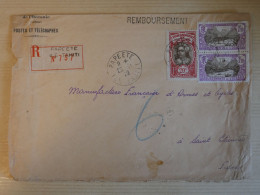 BU10 ET. D OCEANIE BELLE LETTRE RECO. RARE 1929 PAPEETE  A ST ETIENNE  FRANCE + PAIRE DE TP + AFF. INTERESSANT+++ - Covers & Documents