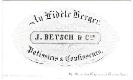 Belgique, Carte Porcelaine, Porseleinkaart, J. BETSCH & Cie Patissiers Confiseurs , Bruxelles, Dim:94 X58mm - Porcelana