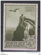 SAN  MARINO:  1944  P.A. PRO  CASE  POPOLARI  -  £. 20+10  VERDE  OLIVA  N. -  SASS. A 48 - Airmail