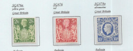GB George Vl -   "ARMS" High Values (3)  MINT - See Scans - Nuovi