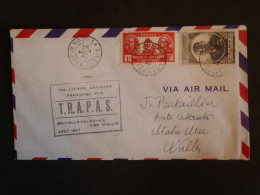 BU10 NOUVELLE CALEDONIE BELLE LETTRE RR 1937 1ER VOL TRAPAS  NOUMEA A WALLIS +BANDE DE 3 TP  + AFF. INTERESSANT+ - Storia Postale