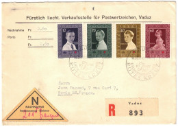 Liechtenstein - Vaduz - Rotes Kreuz - Children - Enfants - FDC - Lettre Recommandée Pour La France - 14 Décembre 1955 - Covers & Documents