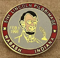 ABRAHAM LINCOLN - 16ème PRESIDENT USA - 1809/1865 - PILGRIMAGE - INDIANA - WABASH - FEB.1 1991 - ETATS UNIS  -  (32) - Personaggi Celebri