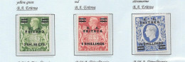 GB George Vl -   "ARMS"  B. A. ERITREA   -  High Values (3)   MINT HINGED - See Scans - Nuevos