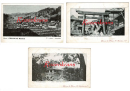 Lot 3 X CPA Japon Japan Armachata Maison De The A Nagoya Temle Shinto Kompiro Maison Benoiston Et Cie Paris Old Postcard - Other & Unclassified