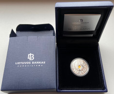 Lithuania , 2021 , 5 Euro , " Sea Festival " ( " Jūros Šventei " )  Silver Proof Coin With Amber . - Lithuania